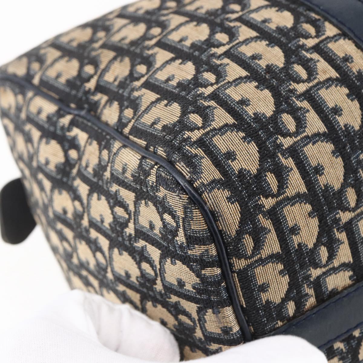 Christian Dior Trotter Canvas Boston Bag Navy Silver Auth 149972