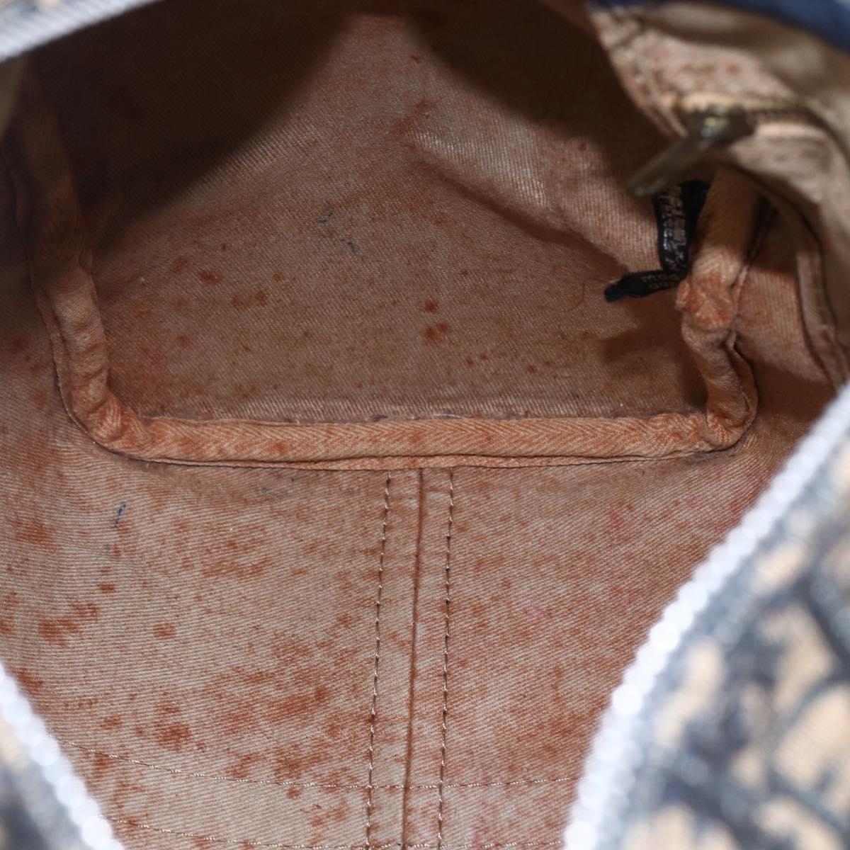 Christian Dior Trotter Canvas Boston Bag Navy Silver Auth 149972