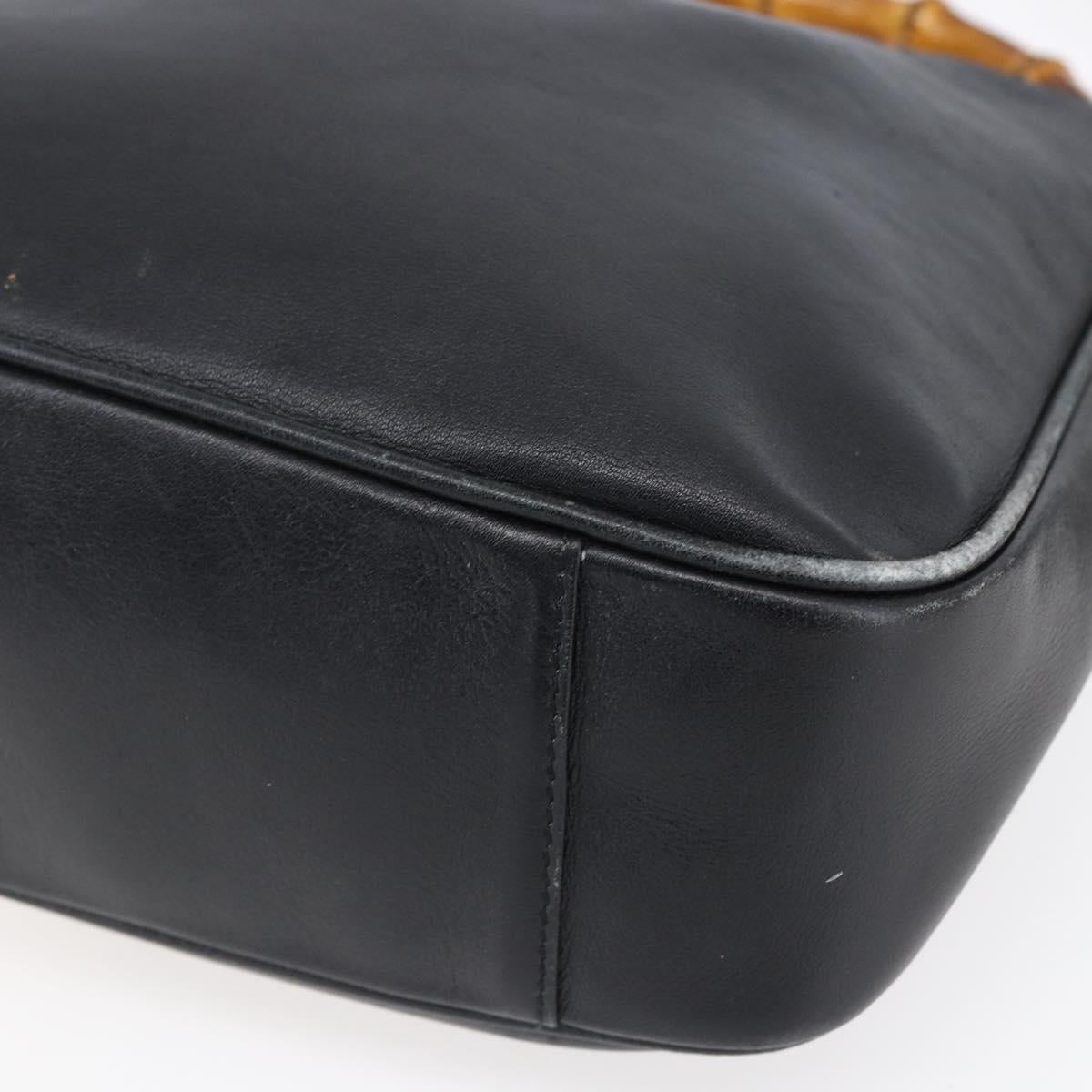 GUCCI Bamboo Shoulder Bag Leather 2way Black Gold 001 3754 1639 Auth 149973
