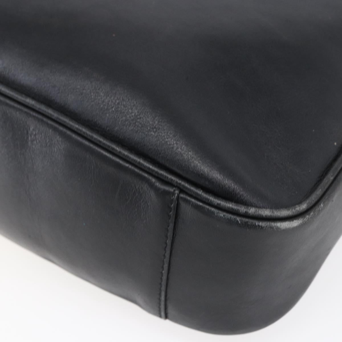 GUCCI Bamboo Shoulder Bag Leather 2way Black Gold 001 3754 1639 Auth 149973