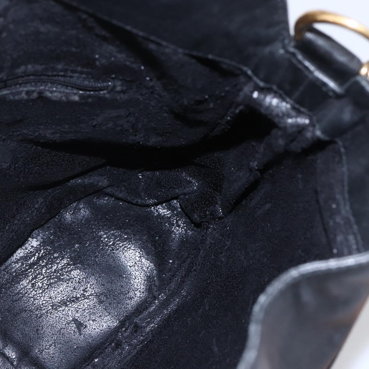 GUCCI Bamboo Shoulder Bag Leather 2way Black Gold 001 3754 1639 Auth 149973