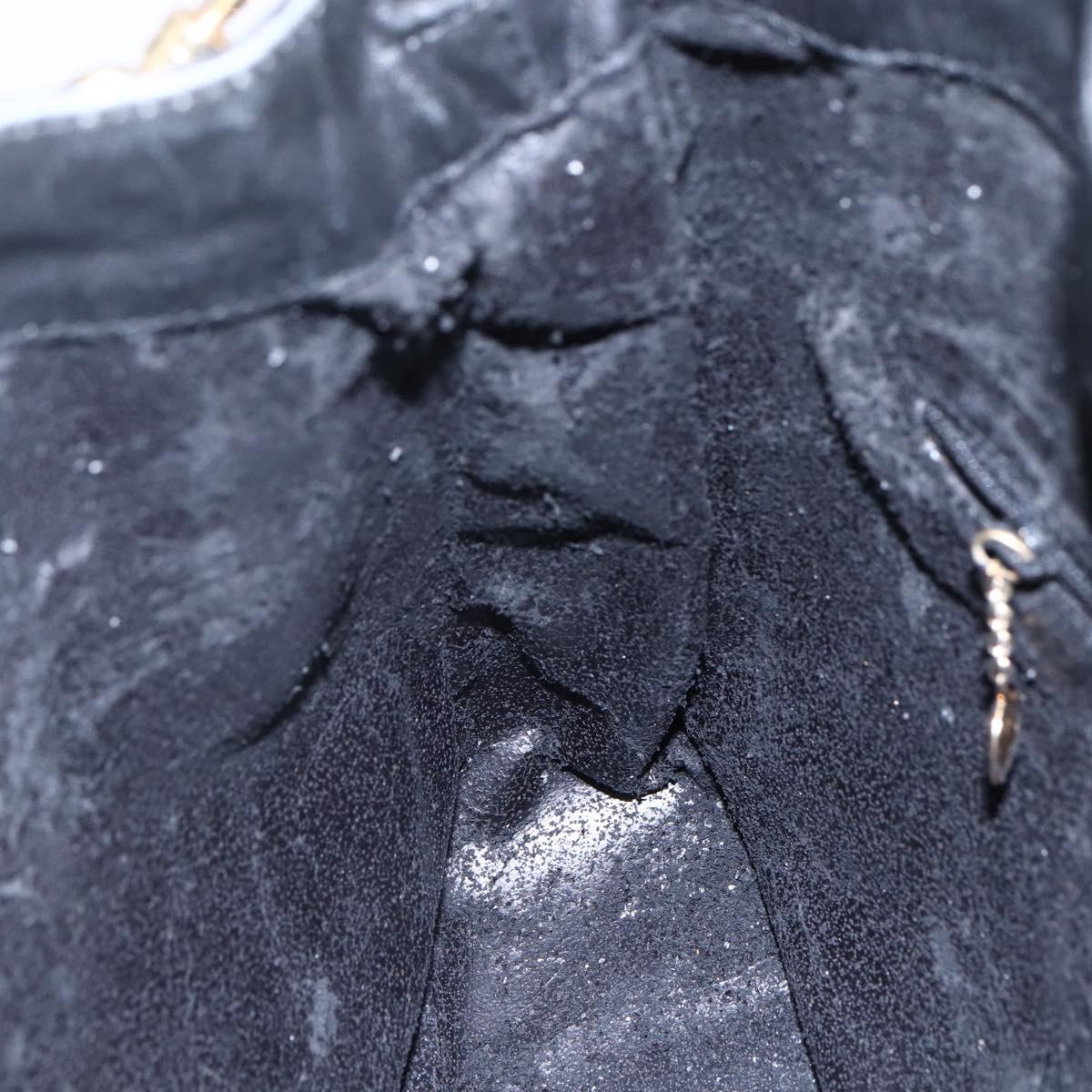 GUCCI Bamboo Shoulder Bag Leather 2way Black Gold 001 3754 1639 Auth 149973