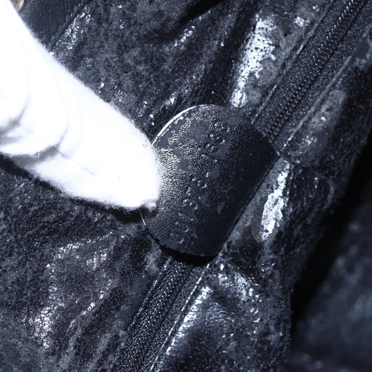 GUCCI Bamboo Shoulder Bag Leather 2way Black Gold 001 3754 1639 Auth 149973