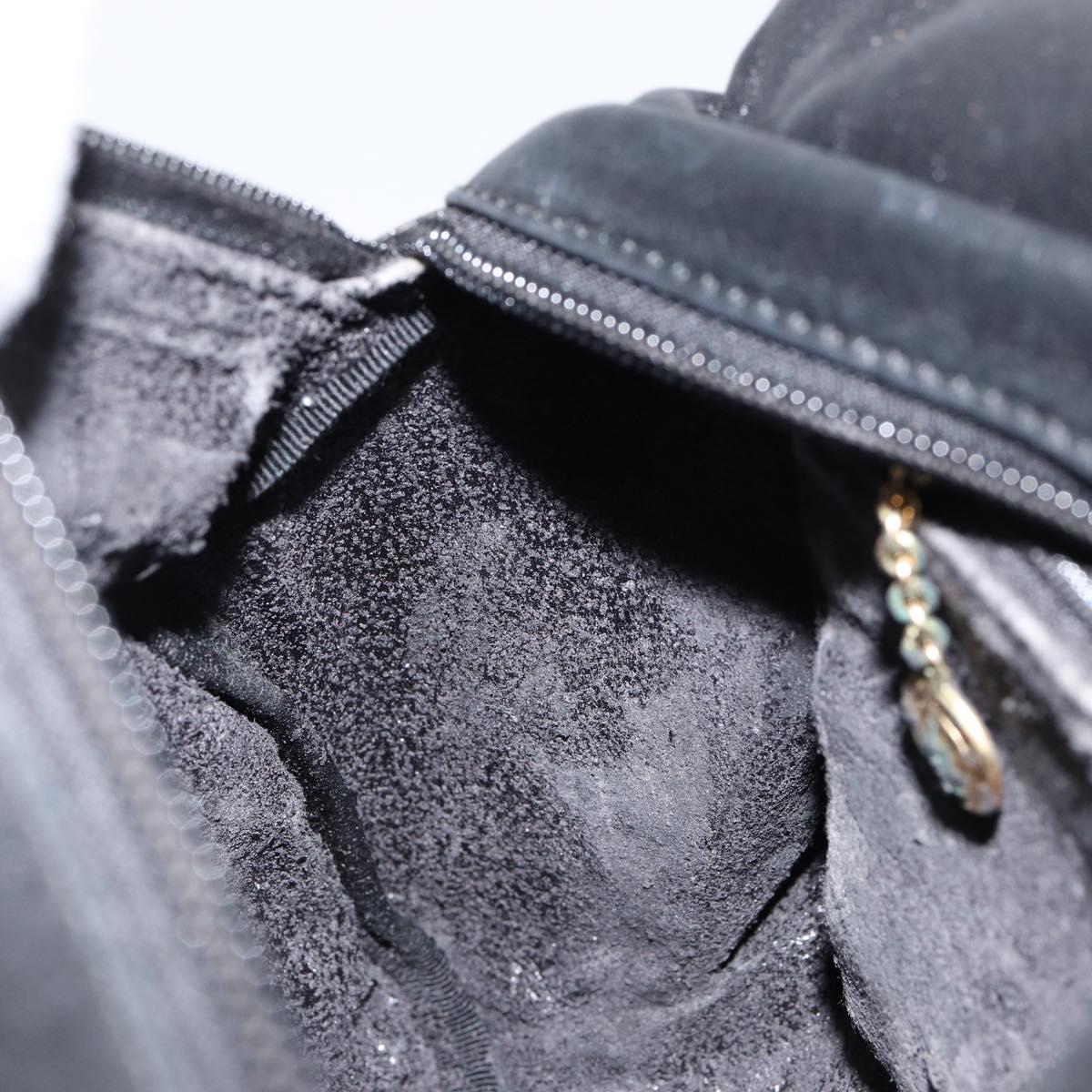 GUCCI Bamboo Hand Bag Leather Black Gold 000 1014 0575 Auth 149974
