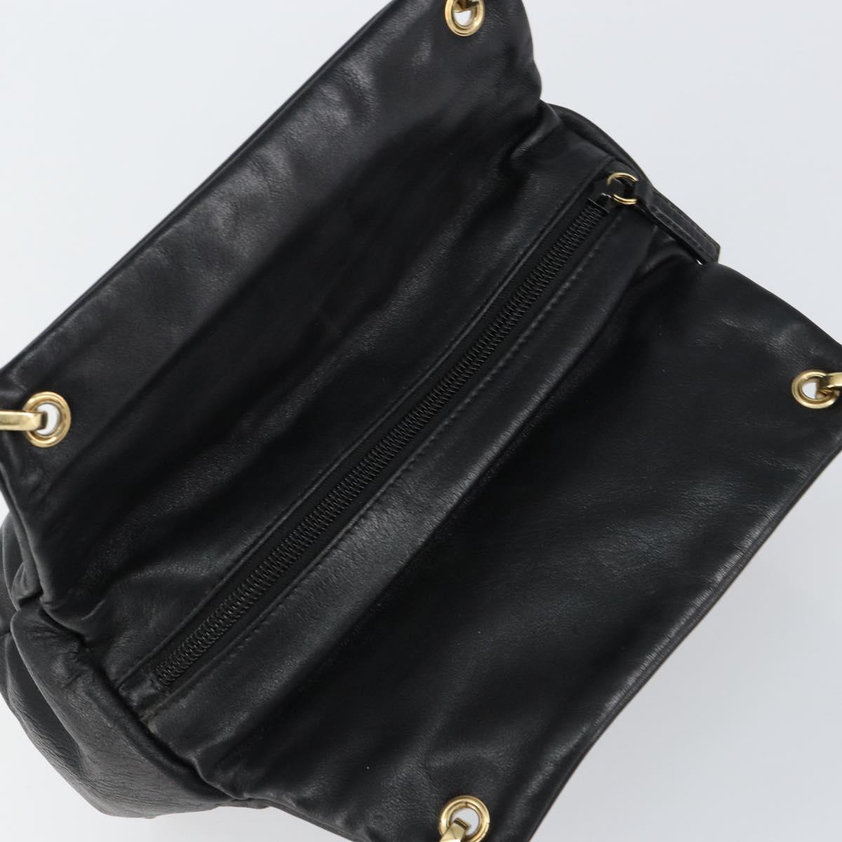 GUCCI Bamboo Hand Bag Leather Black Gold 000 1014 0575 Auth 149974