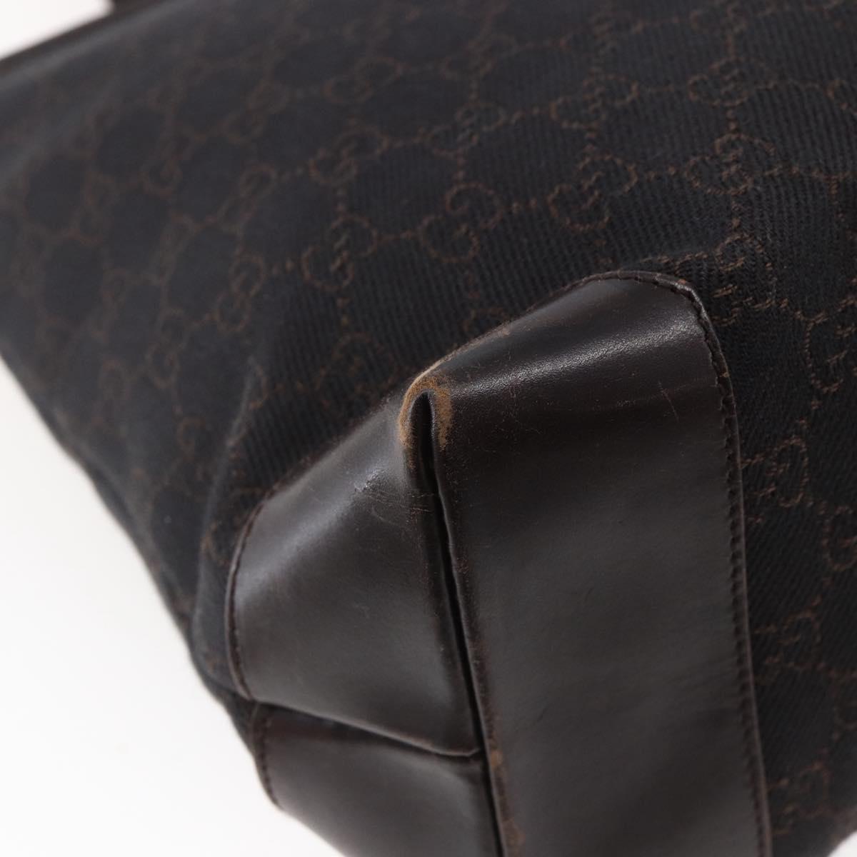 GUCCI GG Canvas Tote Bag Brown Silver 34339 Auth 149975