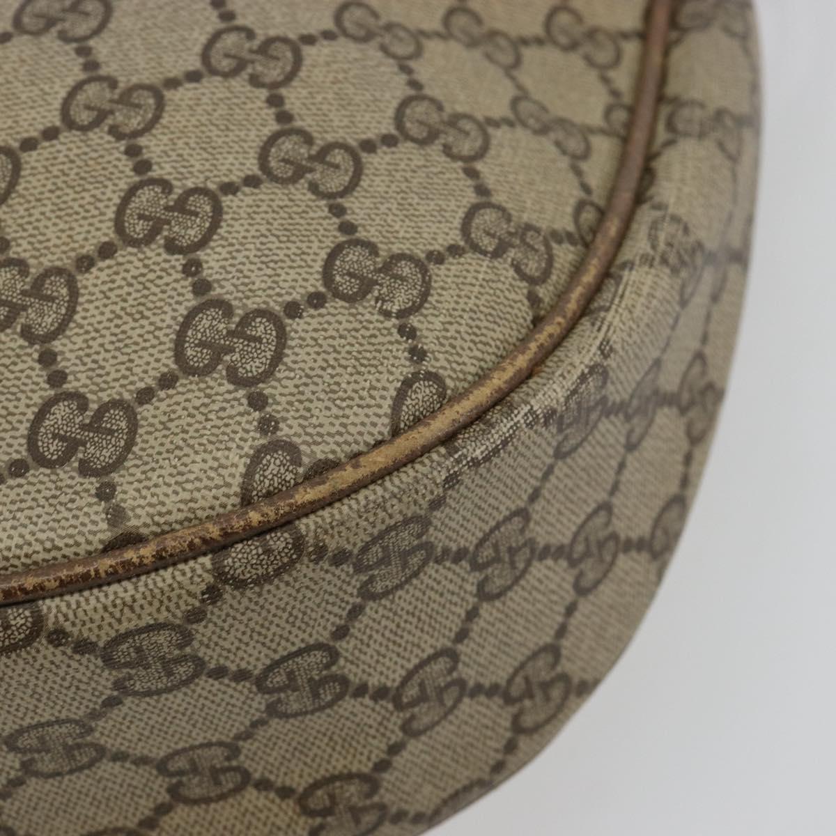GUCCI GG Supreme Shoulder Bag PVC Beige Gold Auth 149980