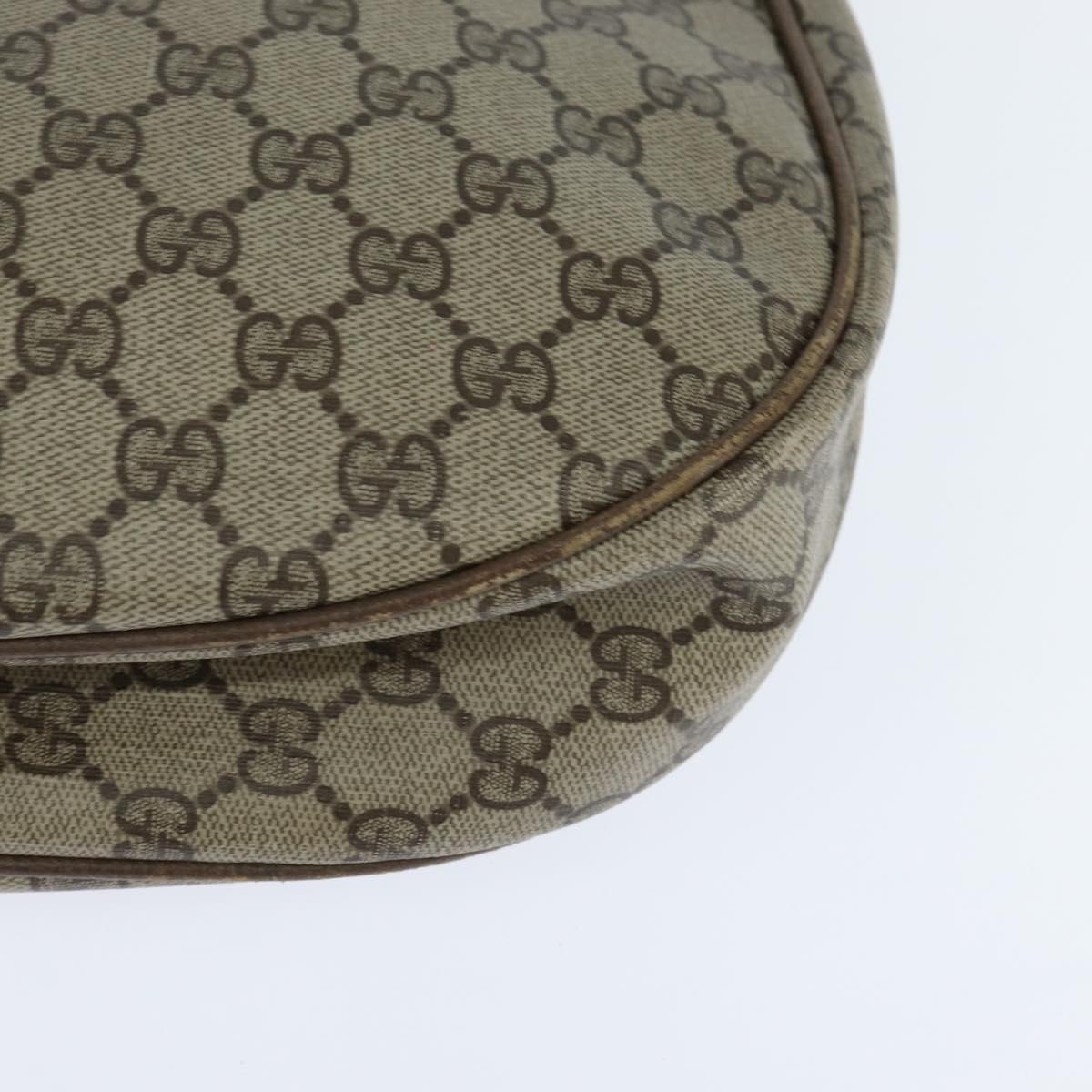 GUCCI GG Supreme Shoulder Bag PVC Beige Gold Auth 149980