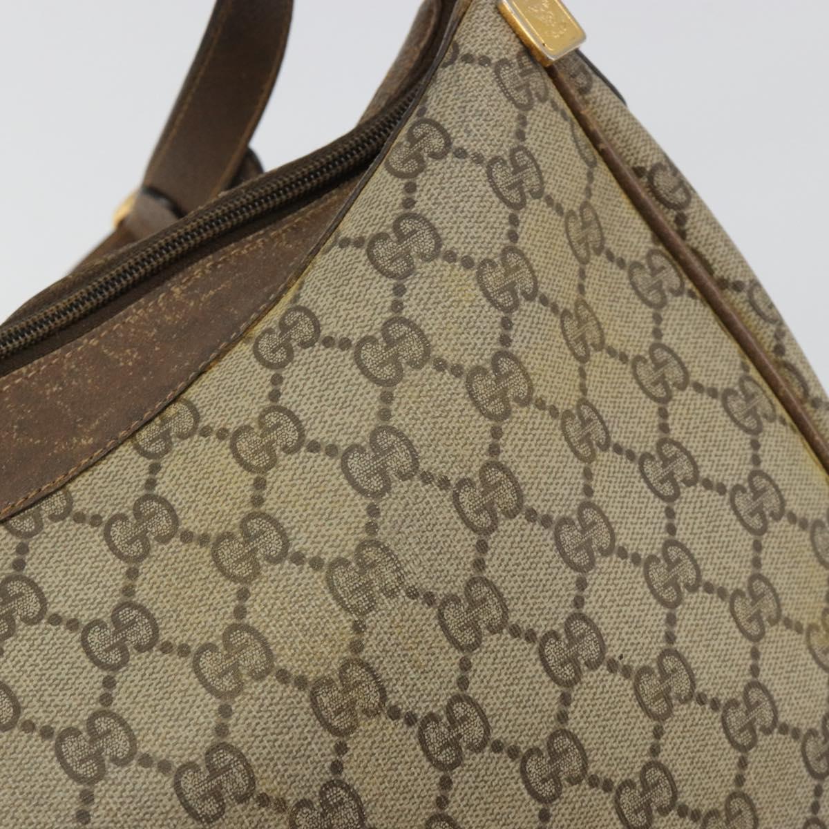 GUCCI GG Supreme Shoulder Bag PVC Beige Gold Auth 149980