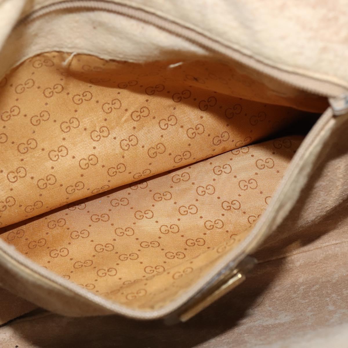 GUCCI GG Supreme Shoulder Bag PVC Beige Gold Auth 149980