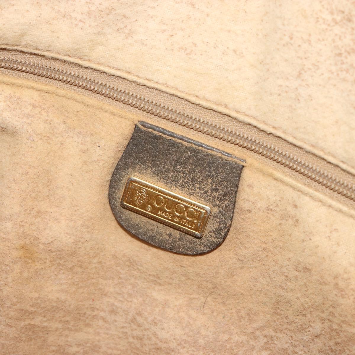 GUCCI GG Supreme Shoulder Bag PVC Beige Gold Auth 149980