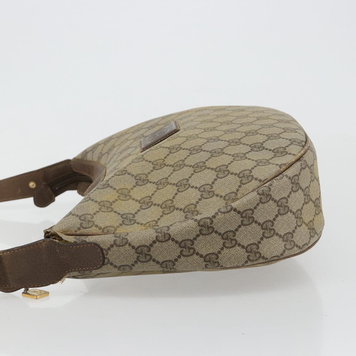GUCCI GG Supreme Shoulder Bag PVC Beige Gold Auth 149980
