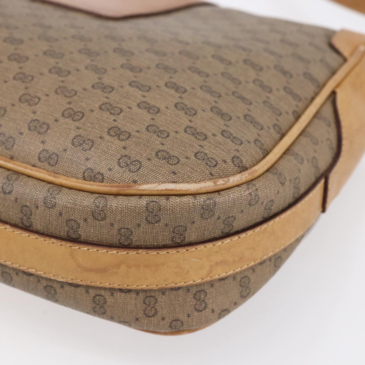 GUCCI Micro GG Supreme Shoulder Bag PVC Beige Gold Auth 149981