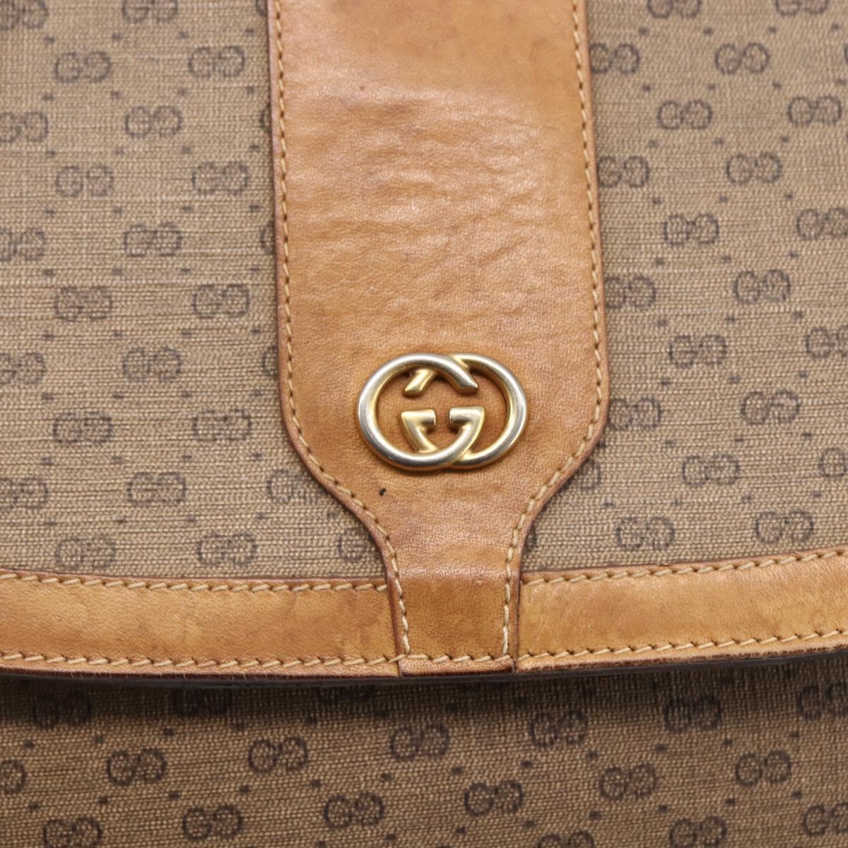GUCCI Micro GG Supreme Shoulder Bag PVC Beige Gold Auth 149981