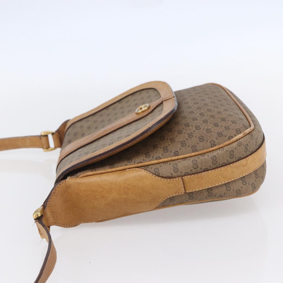 GUCCI Micro GG Supreme Shoulder Bag PVC Beige Gold Auth 149981