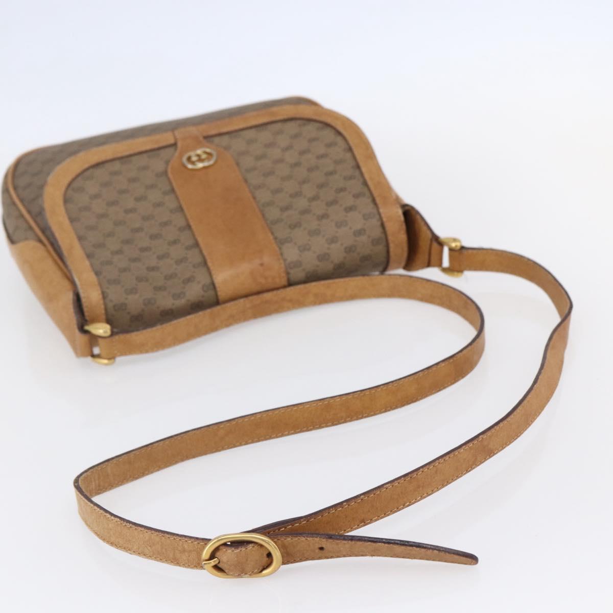 GUCCI Micro GG Supreme Shoulder Bag PVC Beige Gold Auth 149981