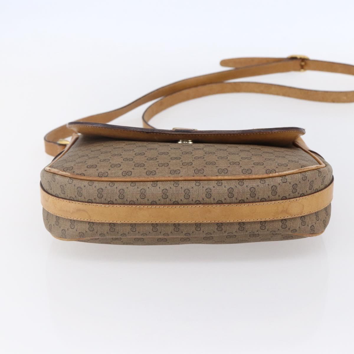 GUCCI Micro GG Supreme Shoulder Bag PVC Beige Gold Auth 149981