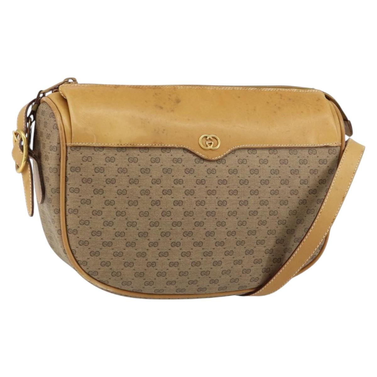 GUCCI Micro GG Supreme Shoulder Bag PVC Beige Gold 001 58 4001 Auth 149982