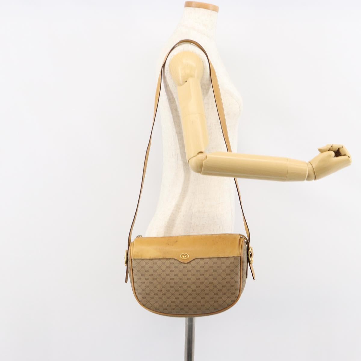 GUCCI Micro GG Supreme Shoulder Bag PVC Beige Gold 001 58 4001 Auth 149982