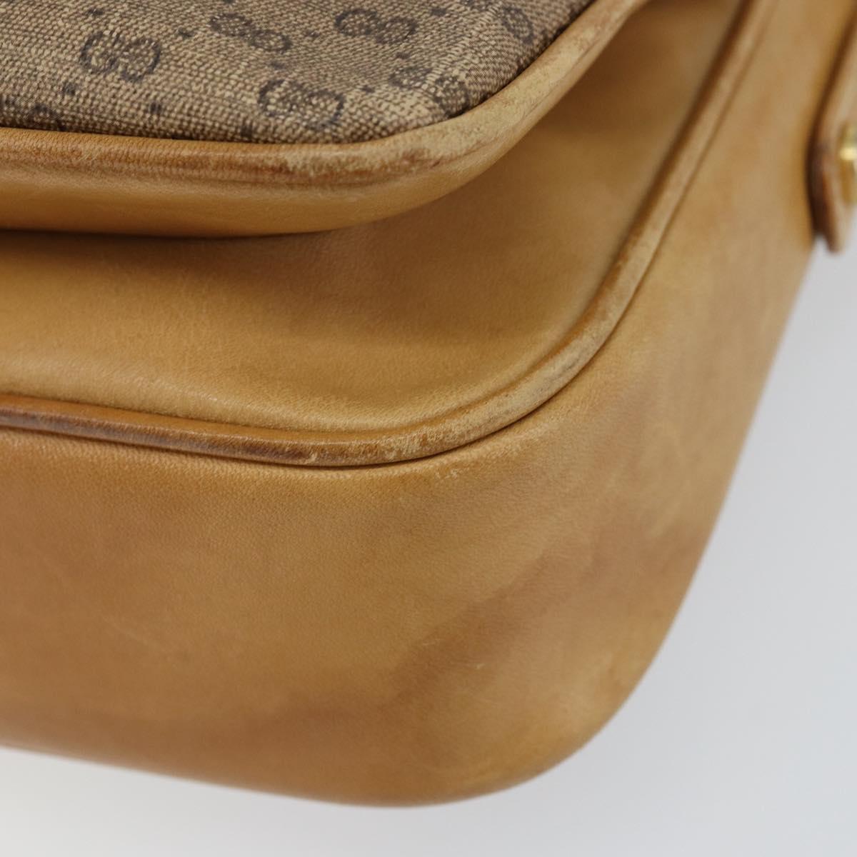 GUCCI Micro GG Supreme Shoulder Bag PVC Beige Gold Auth 149983