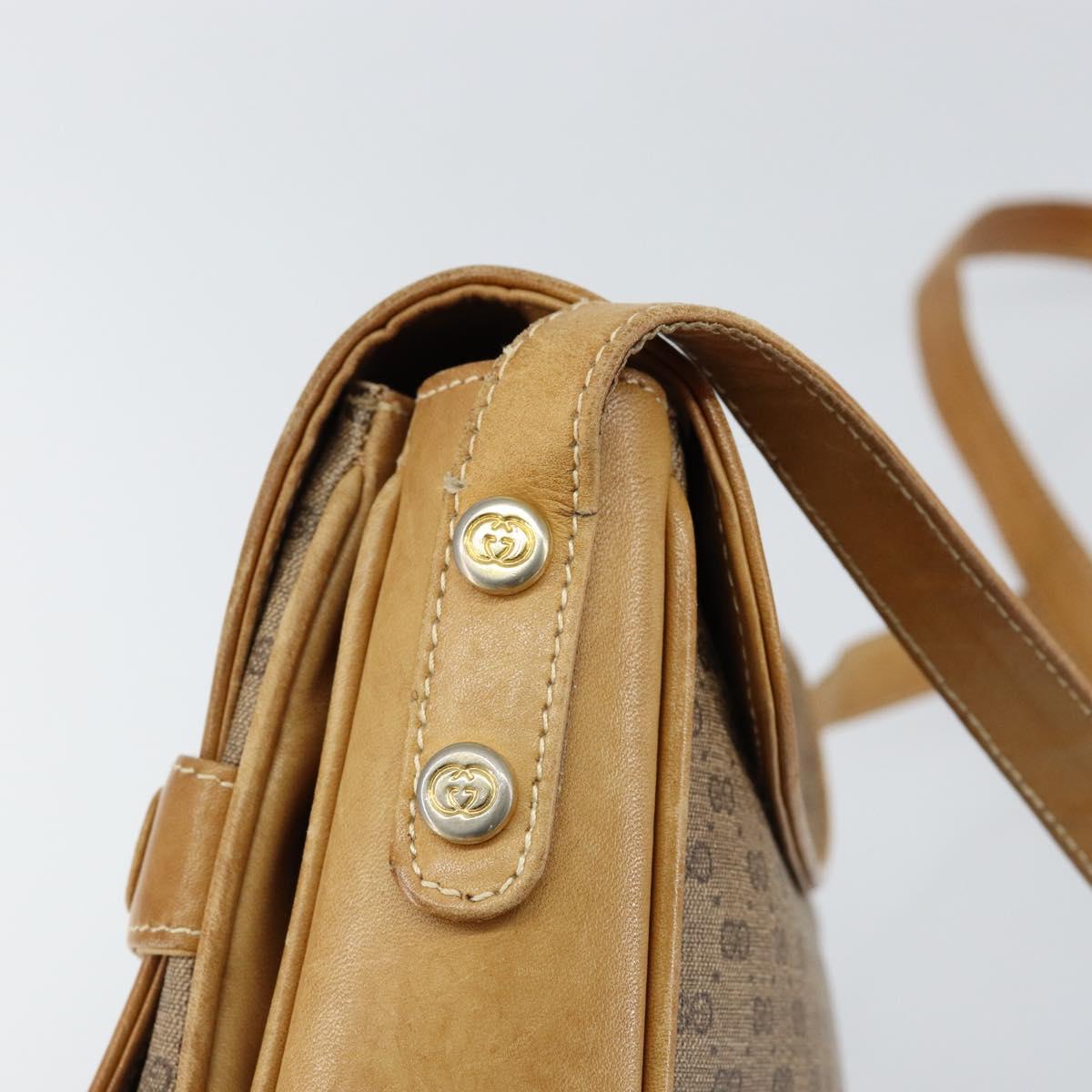 GUCCI Micro GG Supreme Shoulder Bag PVC Beige Gold Auth 149983