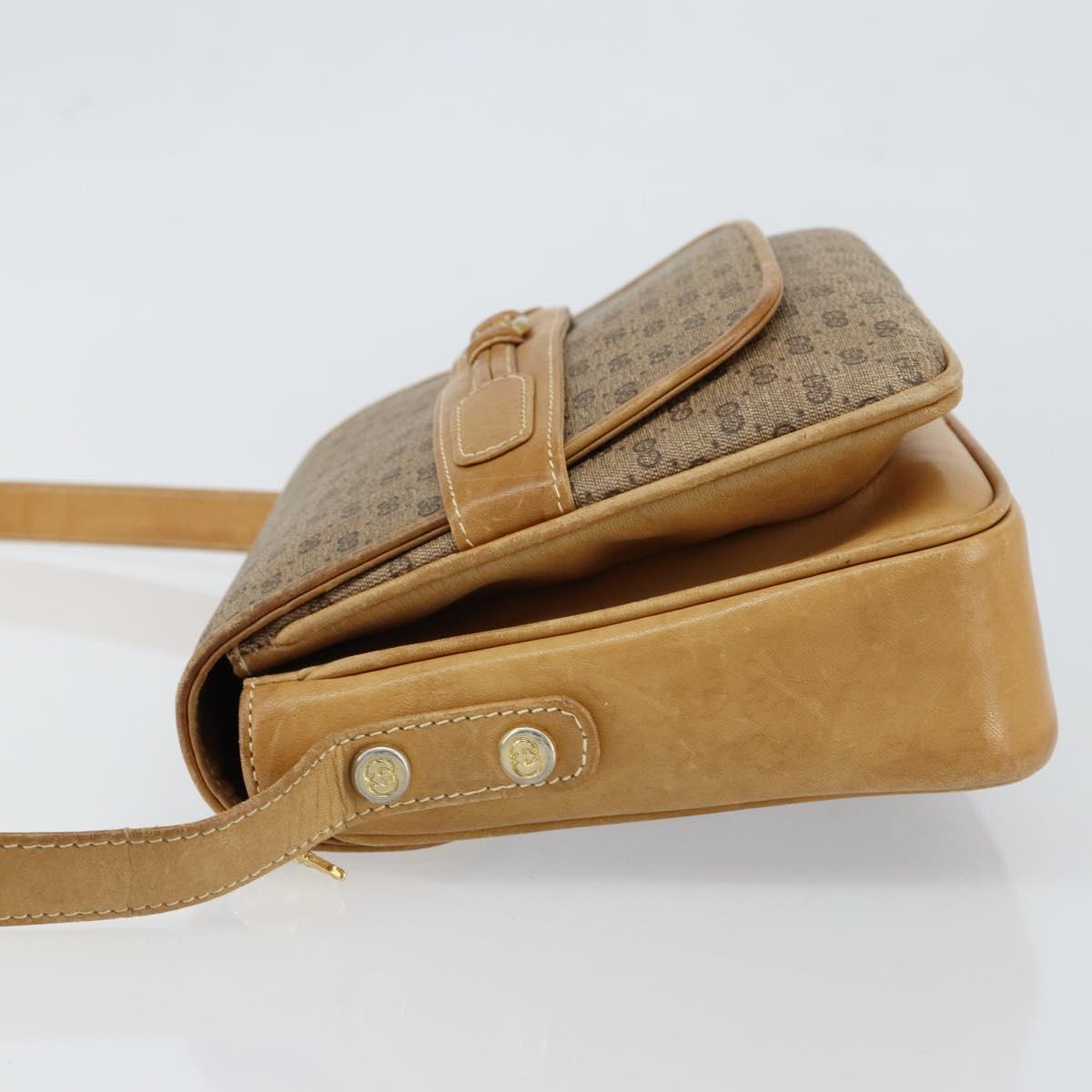 GUCCI Micro GG Supreme Shoulder Bag PVC Beige Gold Auth 149983