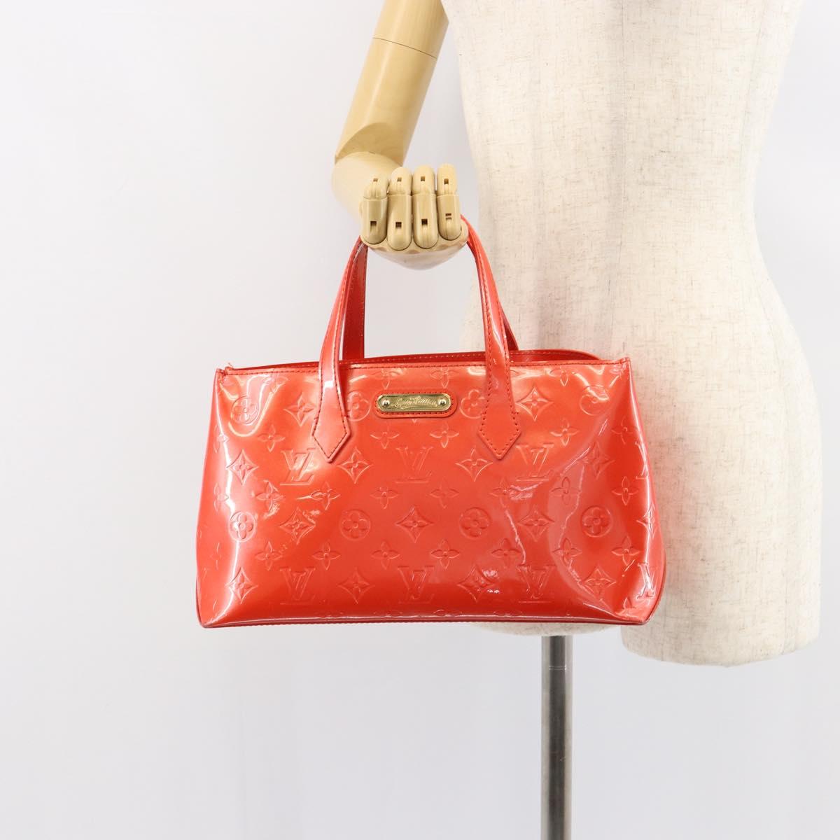 LOUIS VUITTON Vernis Bluebird Wilshire PM Bag Orenge Sunset M93644 Auth 149996