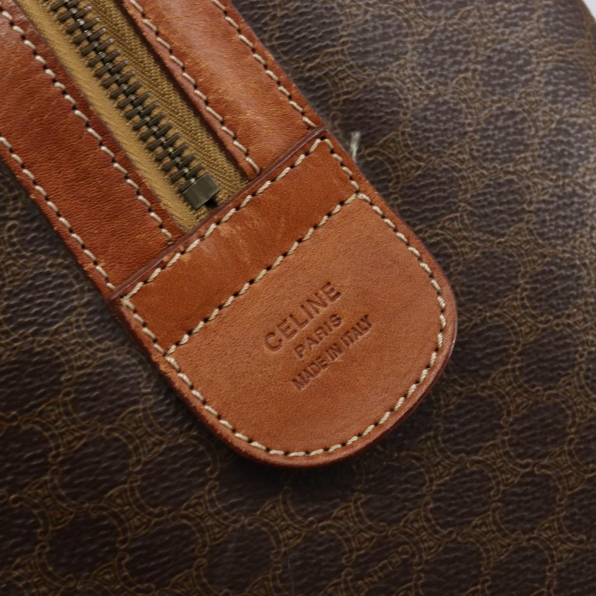 CELINE Macadam Canvas Boston Bag PVC Brown Gold Auth 149998