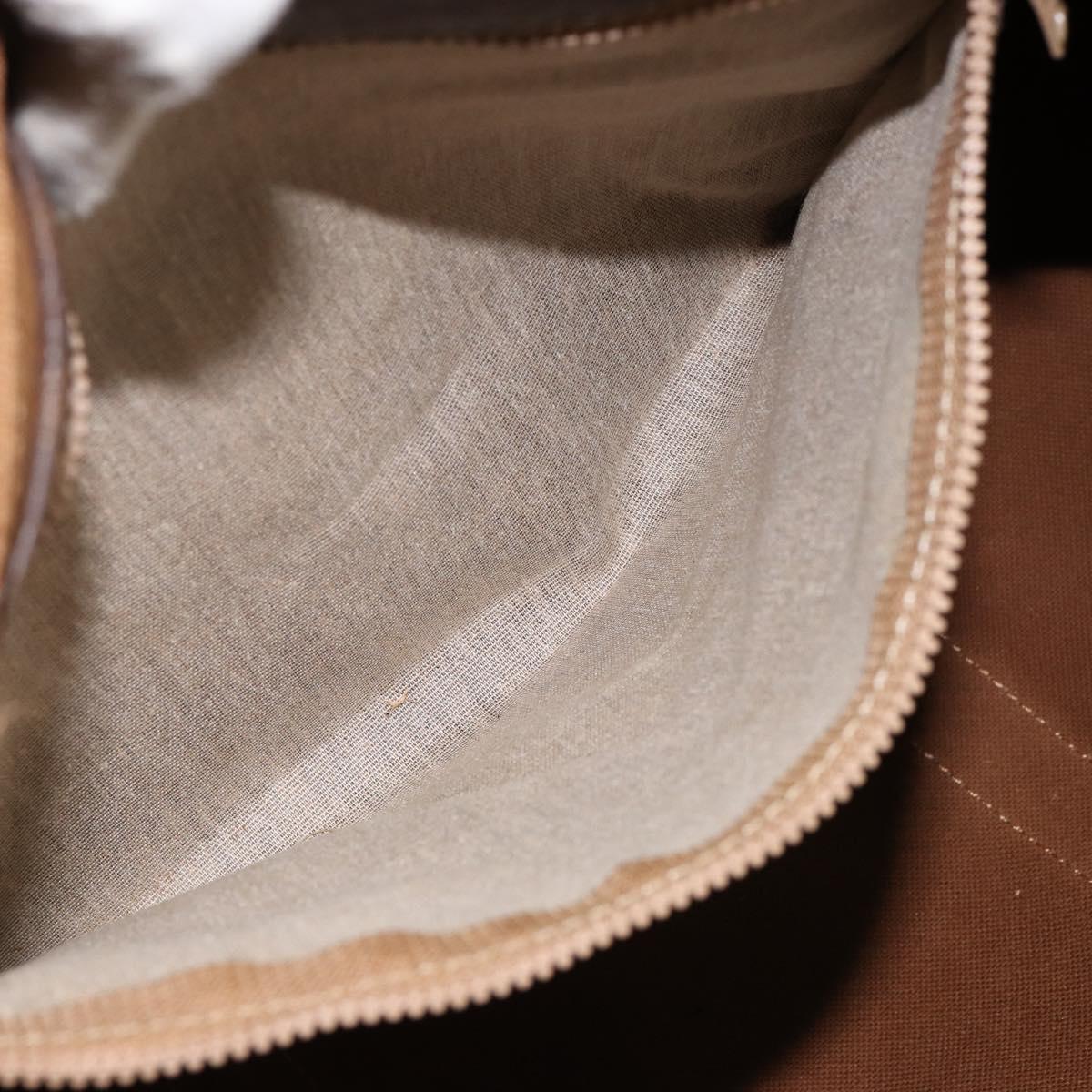 CELINE Macadam Canvas Boston Bag PVC Brown Gold Auth 149998