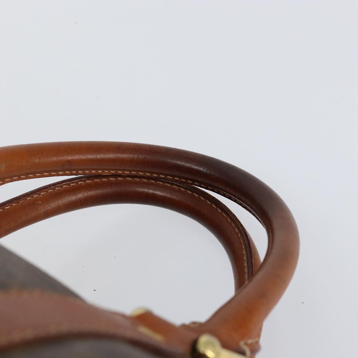 CELINE Macadam Canvas Boston Bag PVC Brown Gold Auth 149998