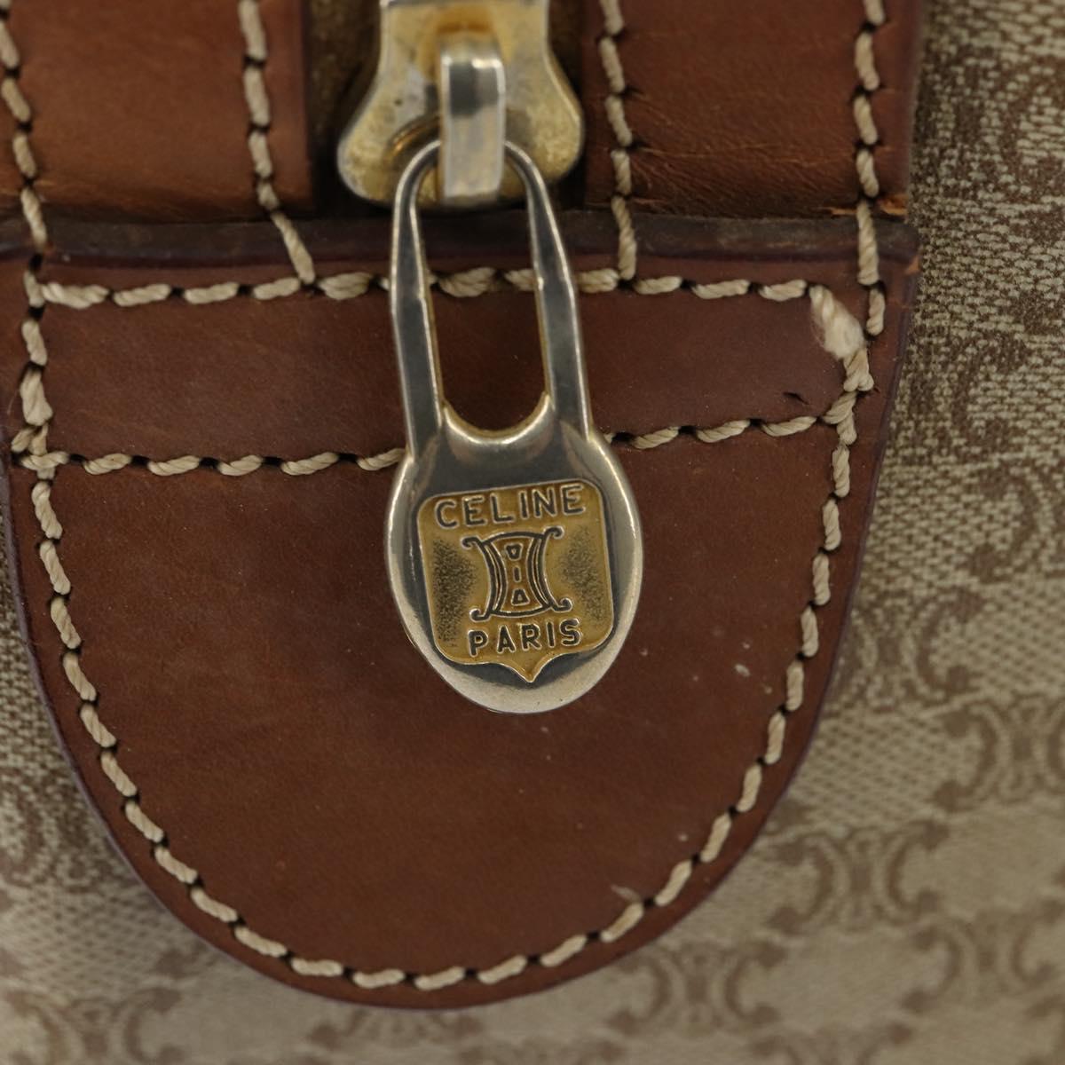 CELINE Macadam Canvas Boston Bag PVC Beige Gold Auth 149999