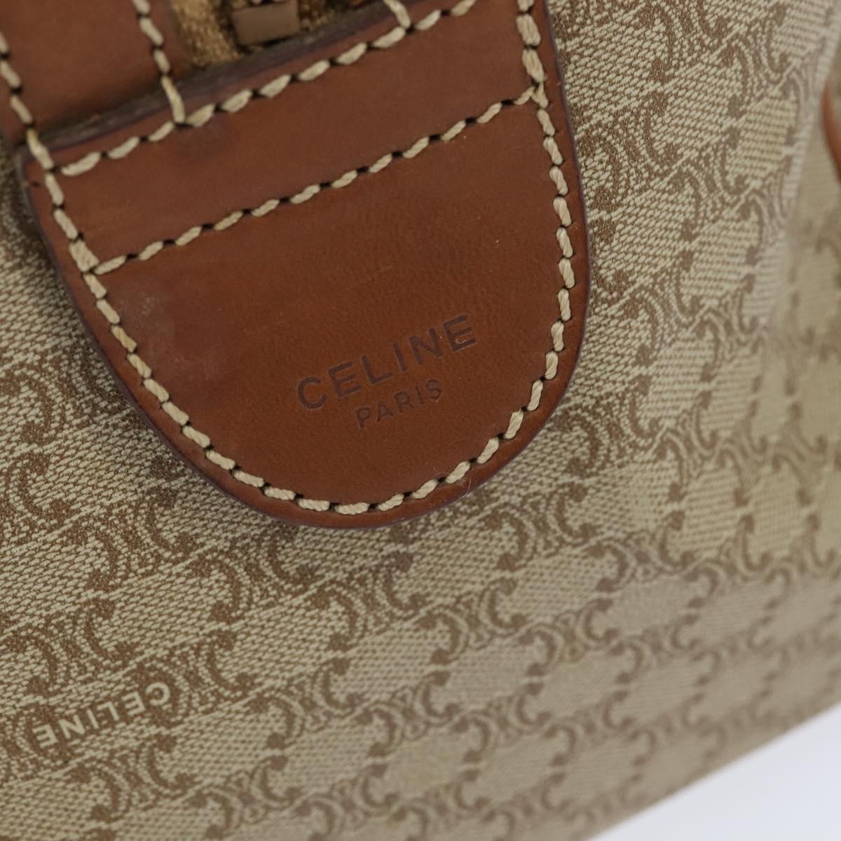CELINE Macadam Canvas Boston Bag PVC Beige Gold Auth 149999