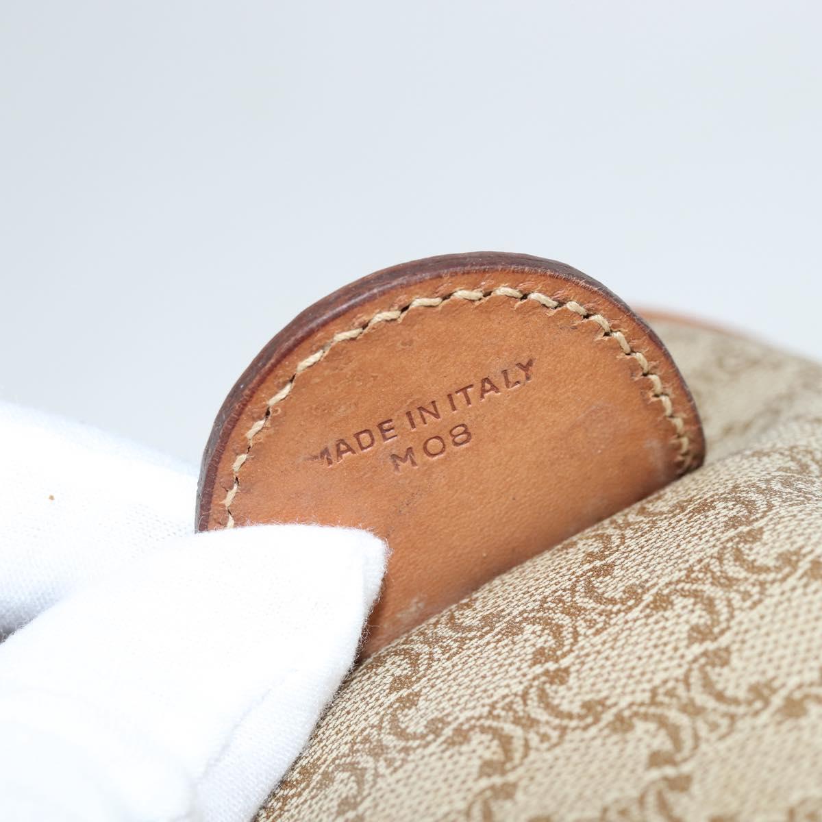 CELINE Macadam Canvas Boston Bag PVC Beige Gold Auth 149999