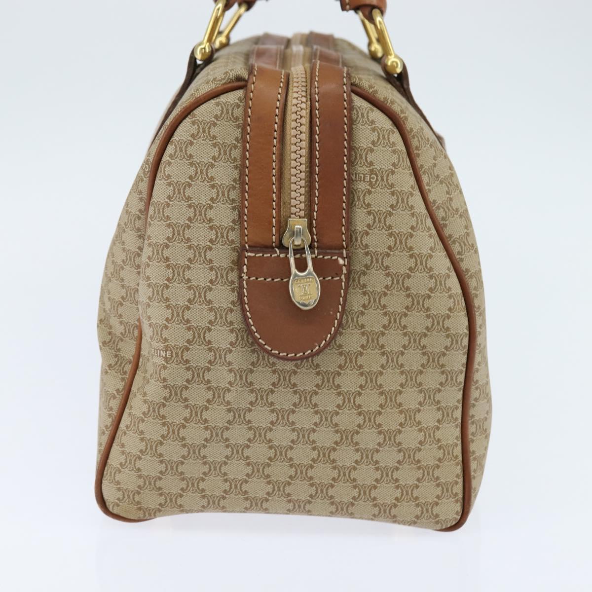 CELINE Macadam Canvas Boston Bag PVC Beige Gold Auth 149999