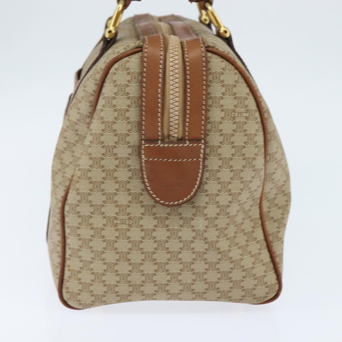 CELINE Macadam Canvas Boston Bag PVC Beige Gold Auth 149999