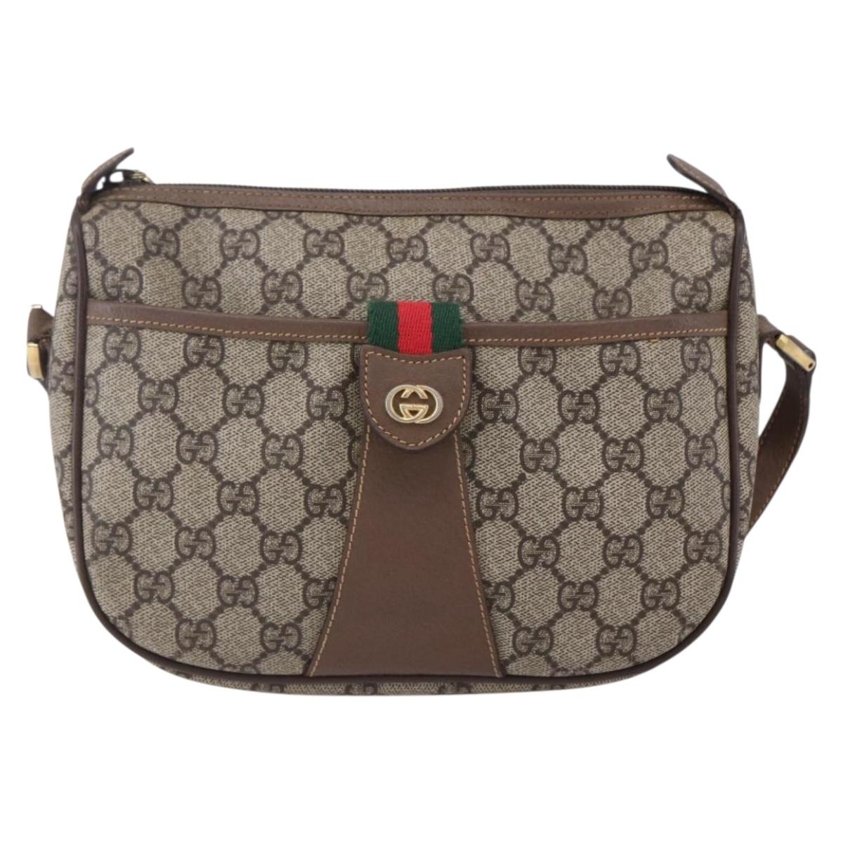 GUCCI GG Supreme Web Sherry Line Bag PVC Beige Gold 001 123 6177 Auth 150000