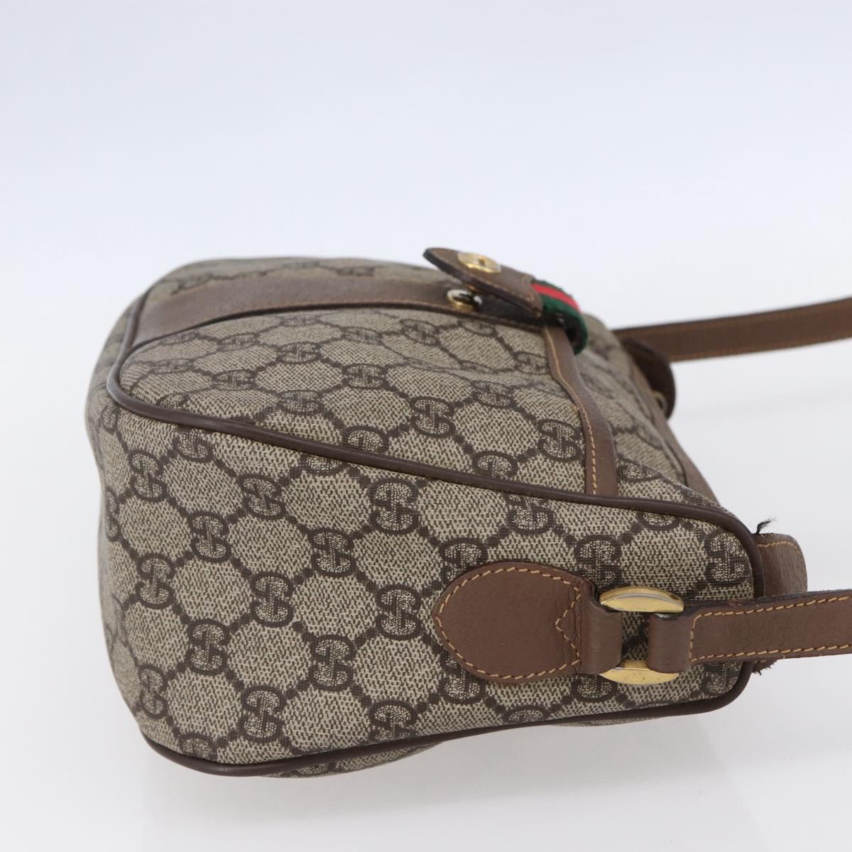 GUCCI GG Supreme Web Sherry Line Bag PVC Beige Gold 001 123 6177 Auth 150000