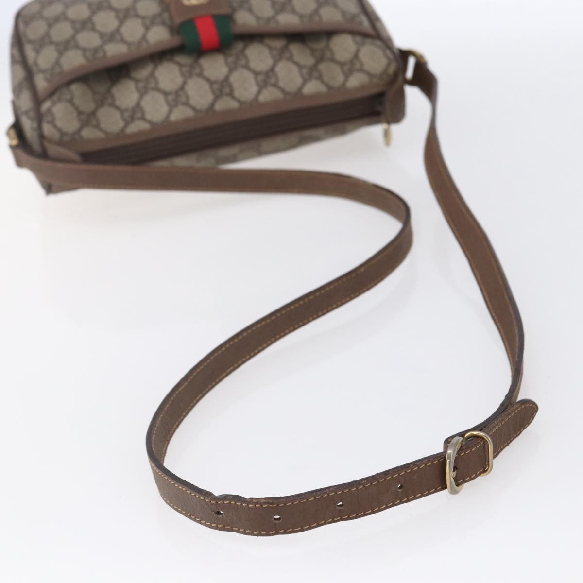 GUCCI GG Supreme Web Sherry Line Bag PVC Beige Gold 001 123 6177 Auth 150000
