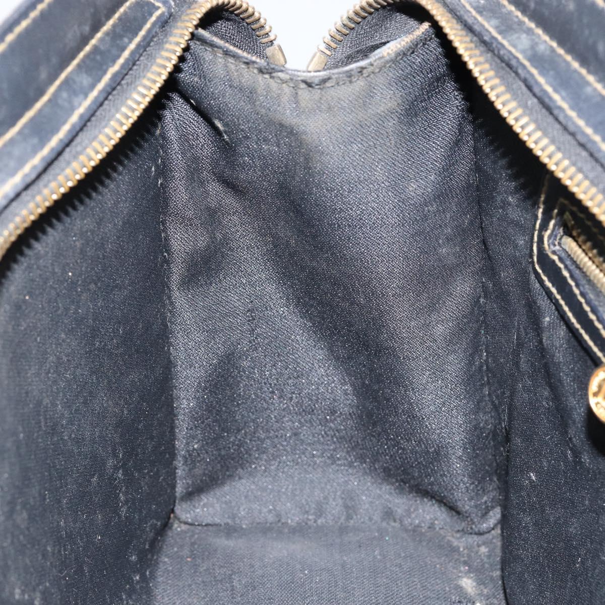 FENDI Pecan Canvas Hand Bag PVC Black Brown gold Auth 150002