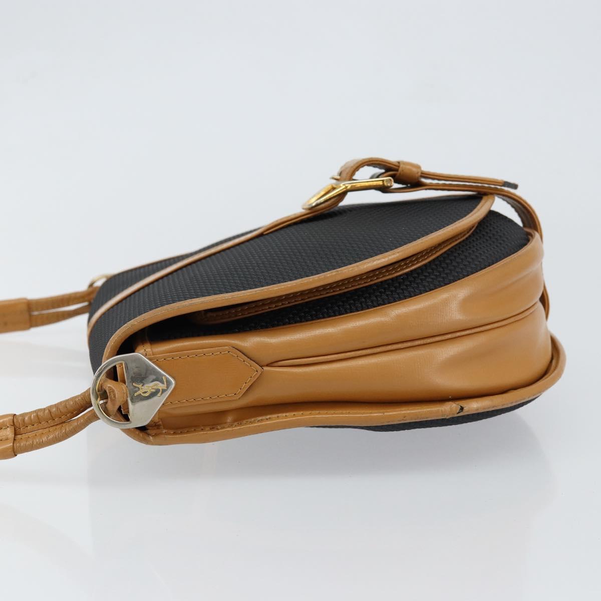 SAINT LAURENT Shoulder Bag PVC Leather Black Gold Auth 150003