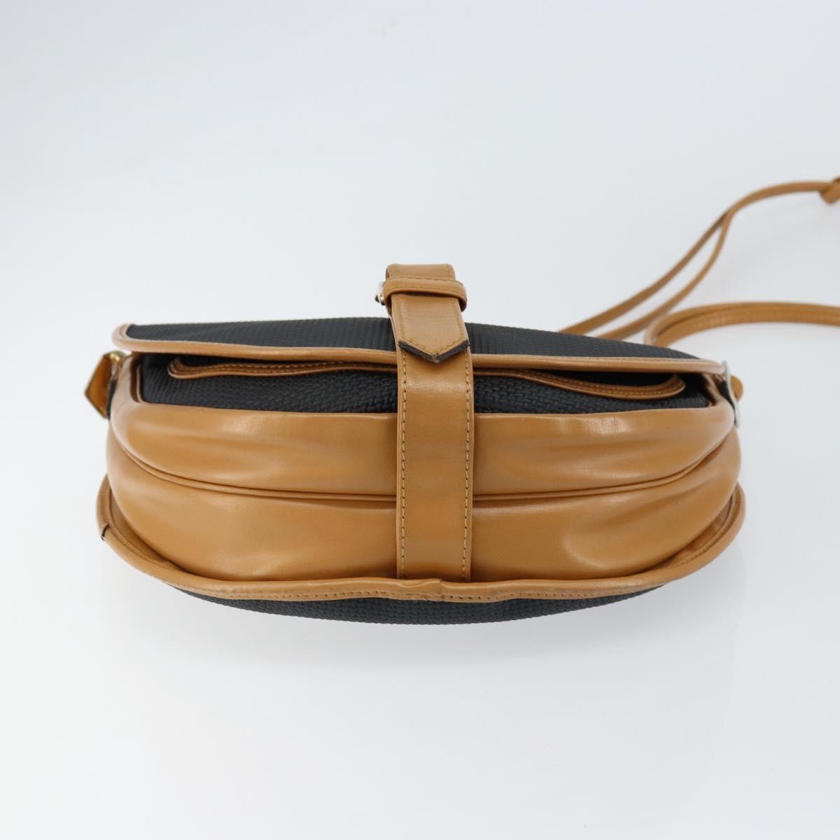 SAINT LAURENT Shoulder Bag PVC Leather Black Gold Auth 150003