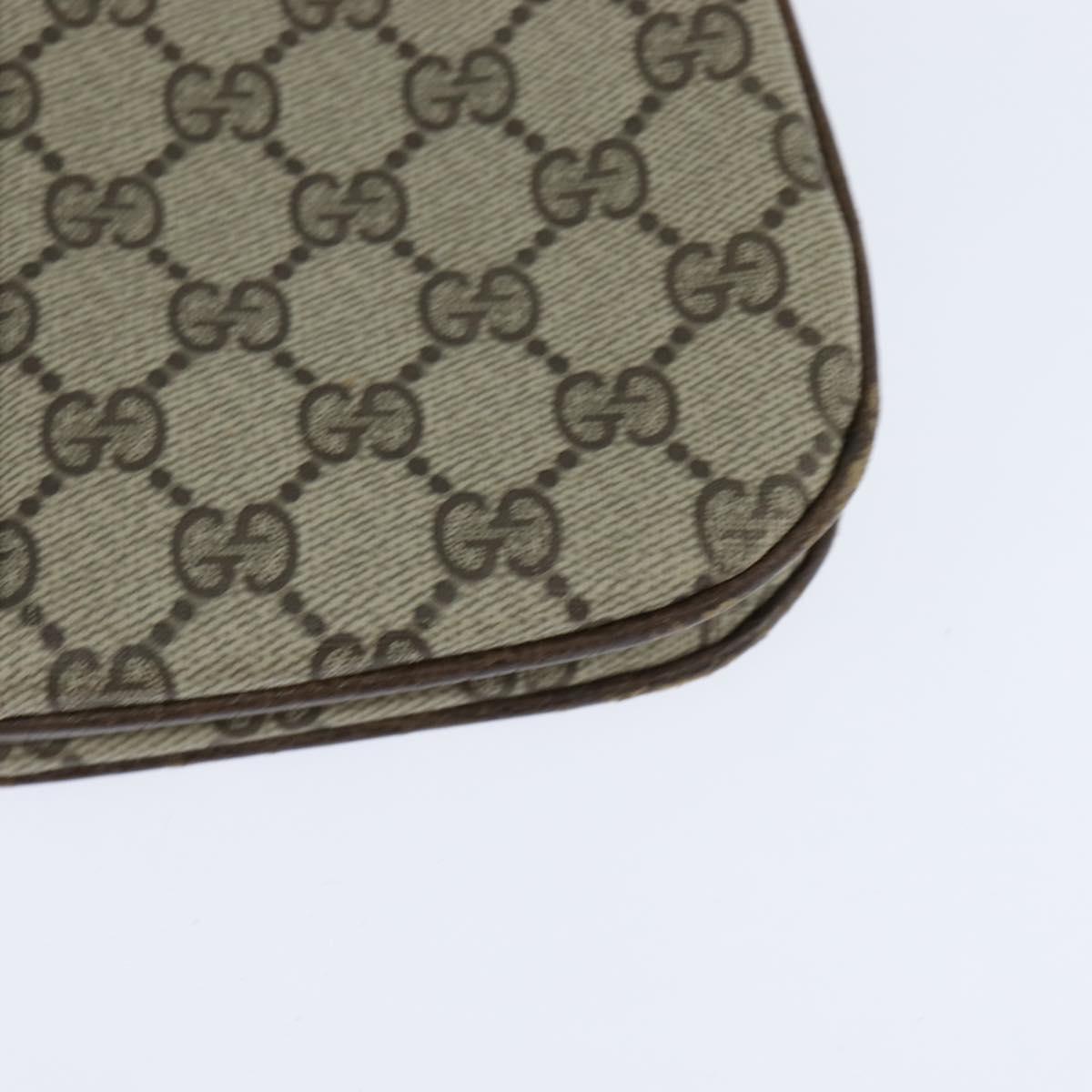 GUCCI GG Supreme Web Sherry Line Bag PVC Beige Gold 86 02 037 Auth 150020