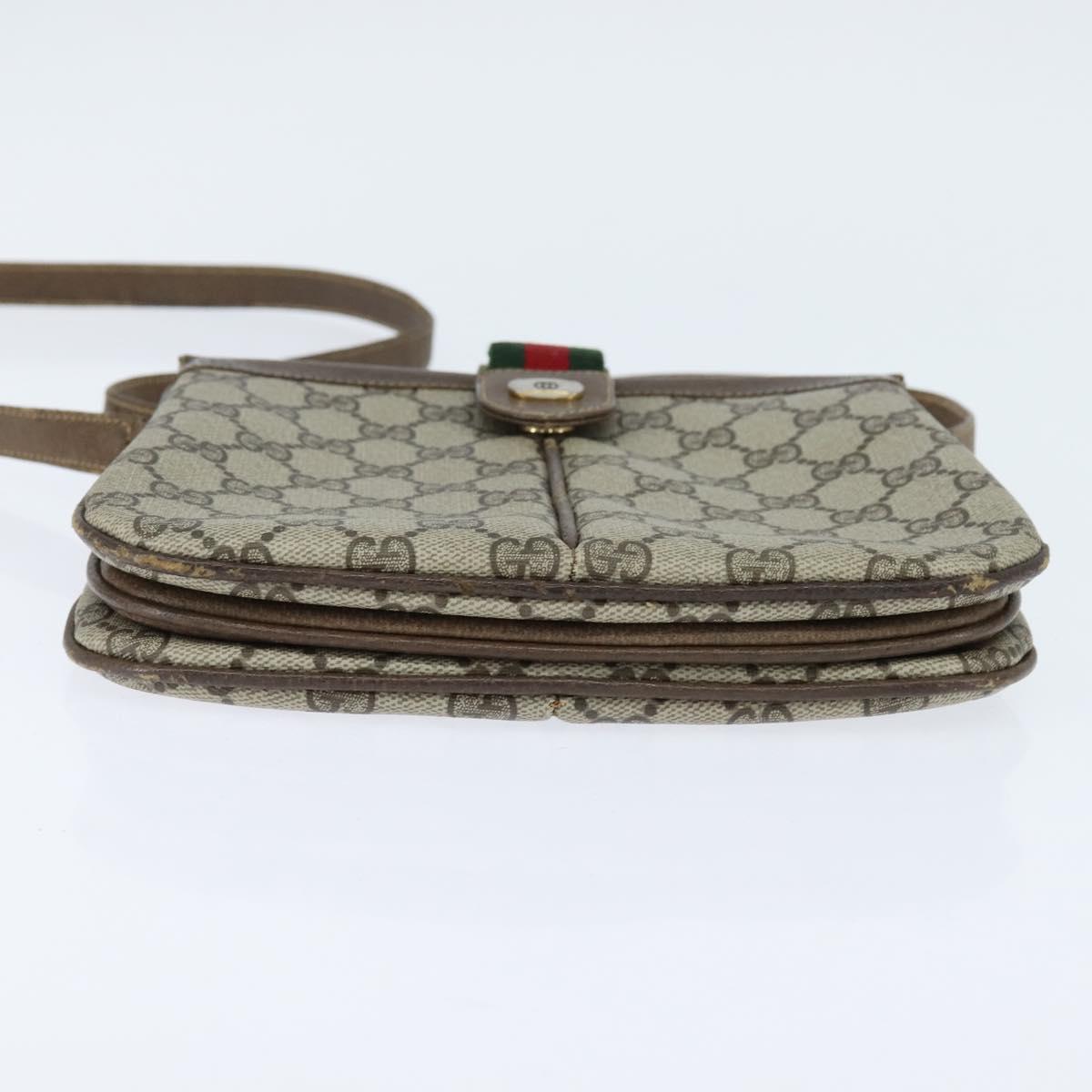 GUCCI GG Supreme Web Sherry Line Bag PVC Beige Gold 86 02 037 Auth 150020