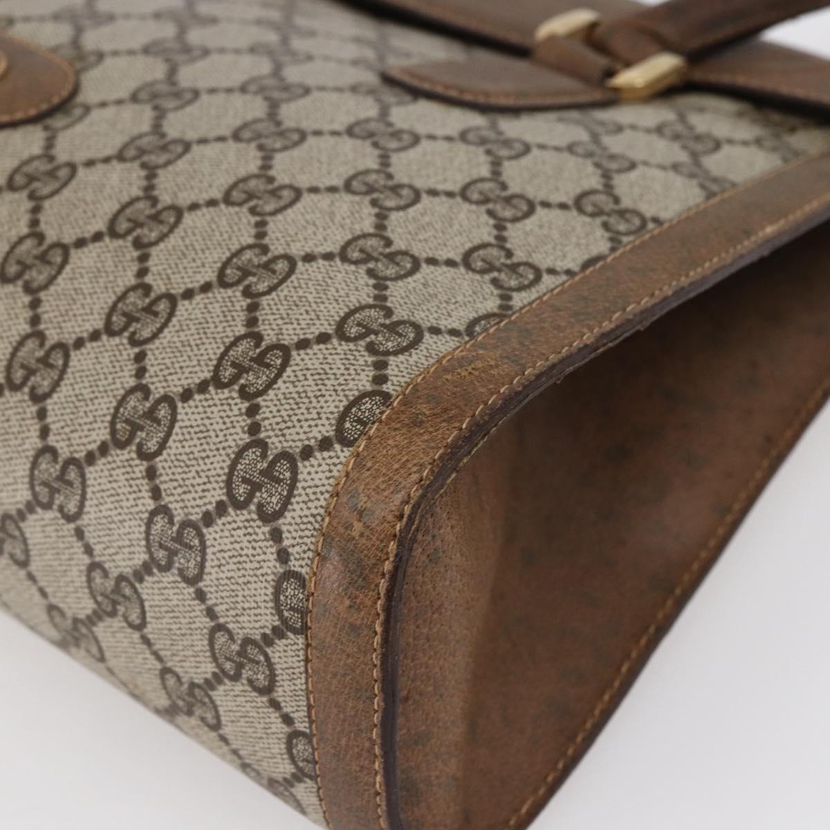 GUCCI GG Supreme Hand Bag PVC Beige Gold Auth 150024