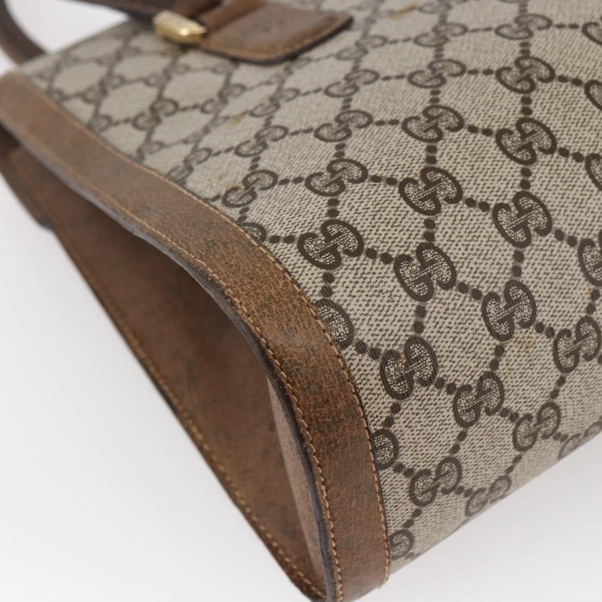 GUCCI GG Supreme Hand Bag PVC Beige Gold Auth 150024