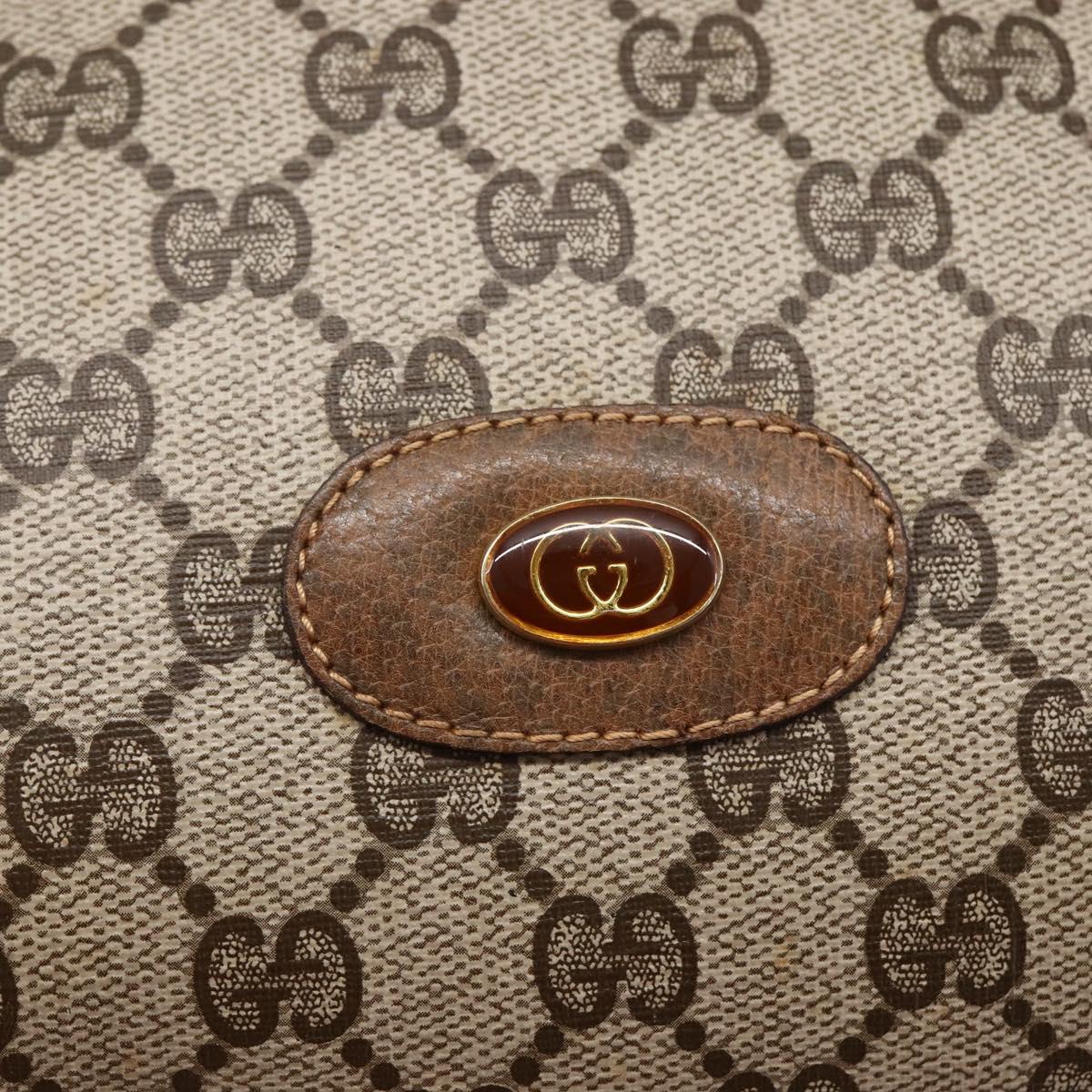 GUCCI GG Supreme Hand Bag PVC Beige Gold Auth 150024