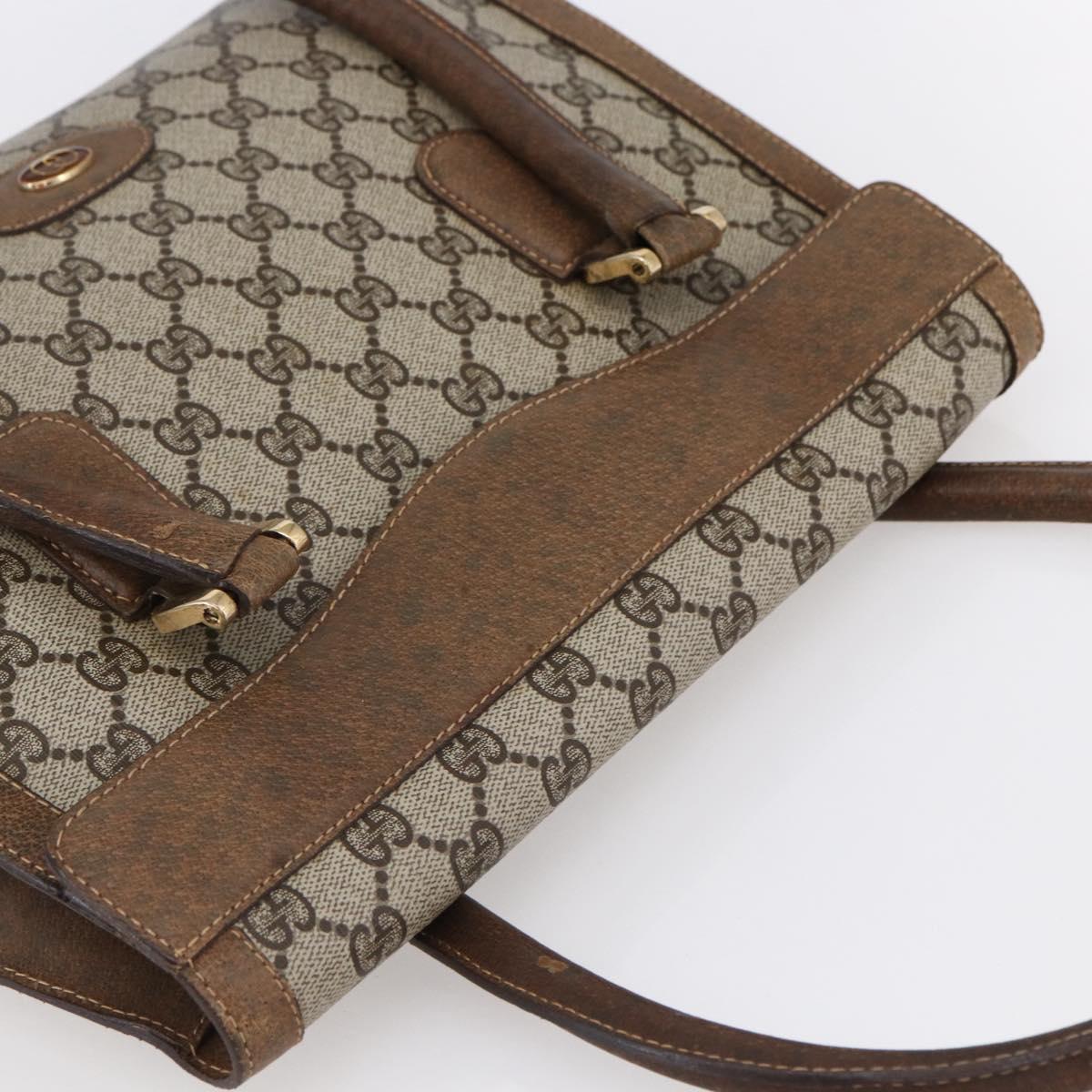 GUCCI GG Supreme Hand Bag PVC Beige Gold Auth 150024