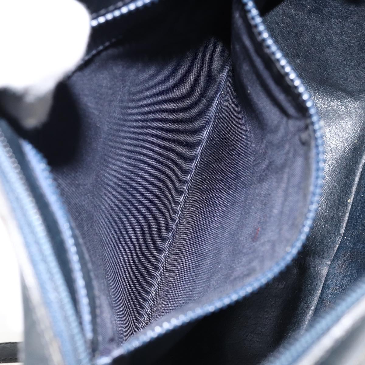 GUCCI GG Supreme Horsebit Shoulder Bag PVC Navy Gold Silver Auth 150026