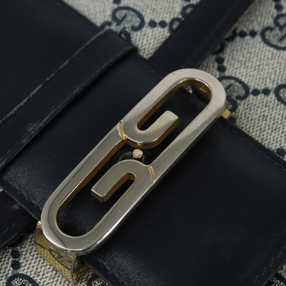 GUCCI GG Supreme Shoulder Bag PVC Navy Gold Auth 150027