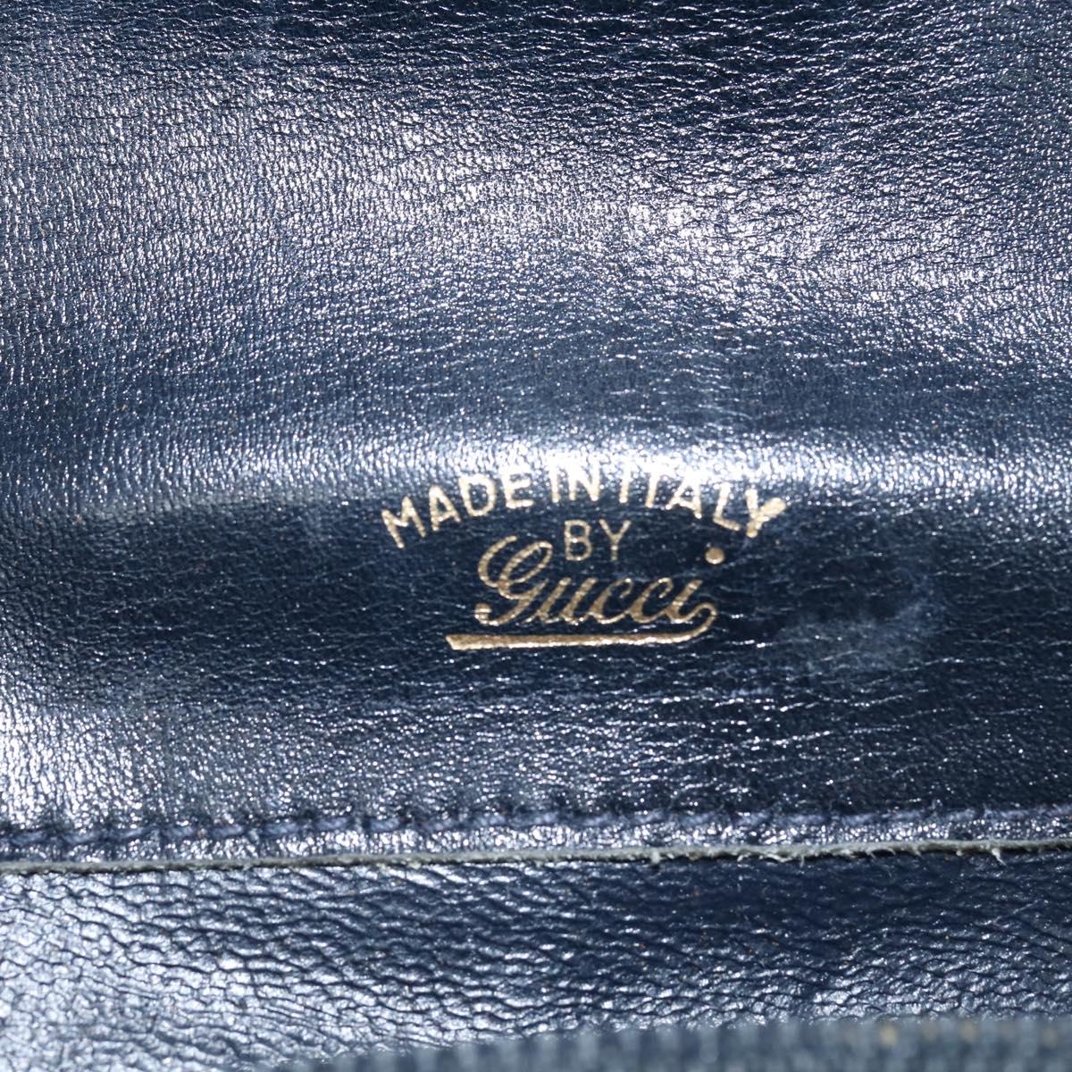 GUCCI GG Supreme Shoulder Bag PVC Navy Gold Auth 150027